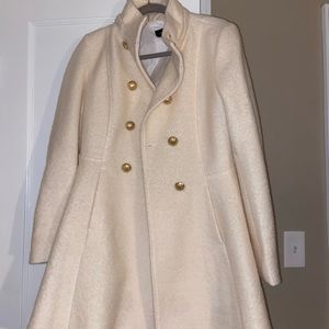 Liz Claiborne Ivory Pea Coat with Brass Buttons